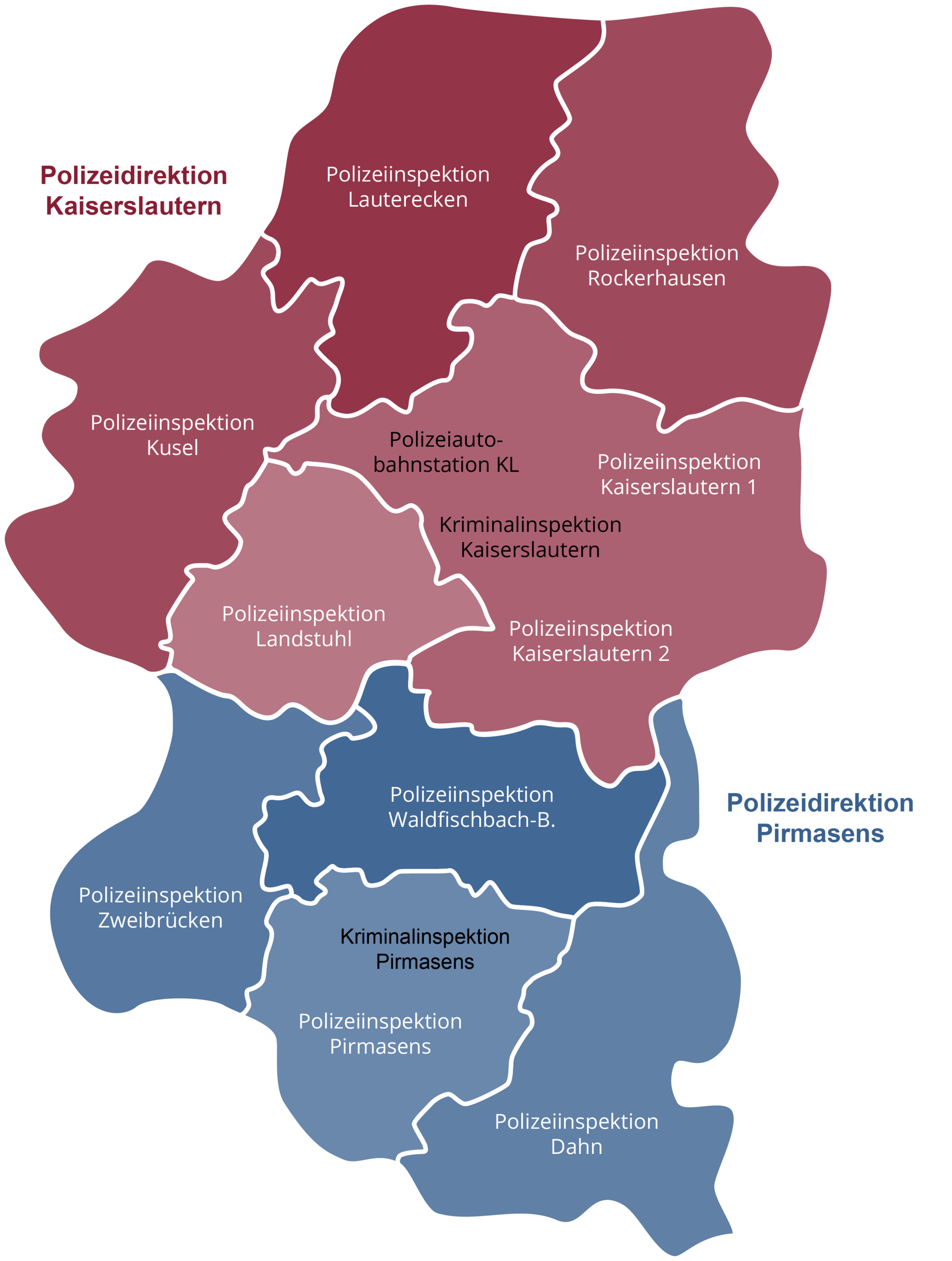 Dienstgebiete Polizeipräsidium Westpfalz