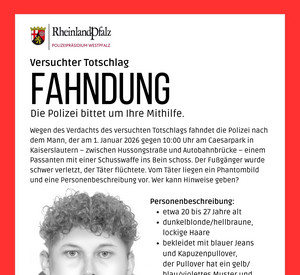 Fahndungsplakat Phantombild Caesarpark Das Foto zeigt das Fahndungsplakat der Polizei mit einem gezeichneten Phantombild des Täters.