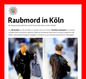 Fahndungsplakat Raubmord Köln