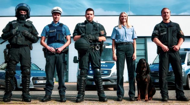 Polizisten aus verschiedenen Einheiten in Uniform