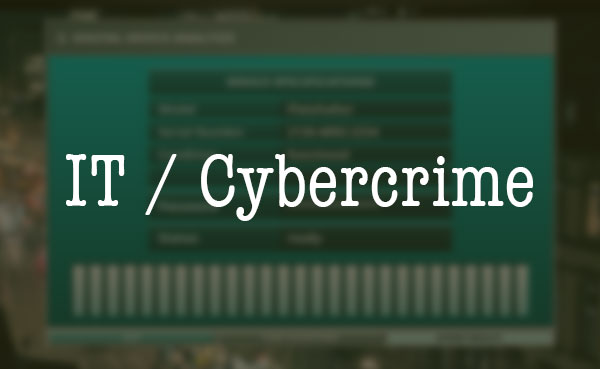 Forensics Crime Scene Detective Titelbild mit Cybercrime-IT-Tatort