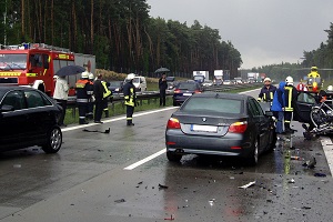 Unfallstelle auf einer Autobahn