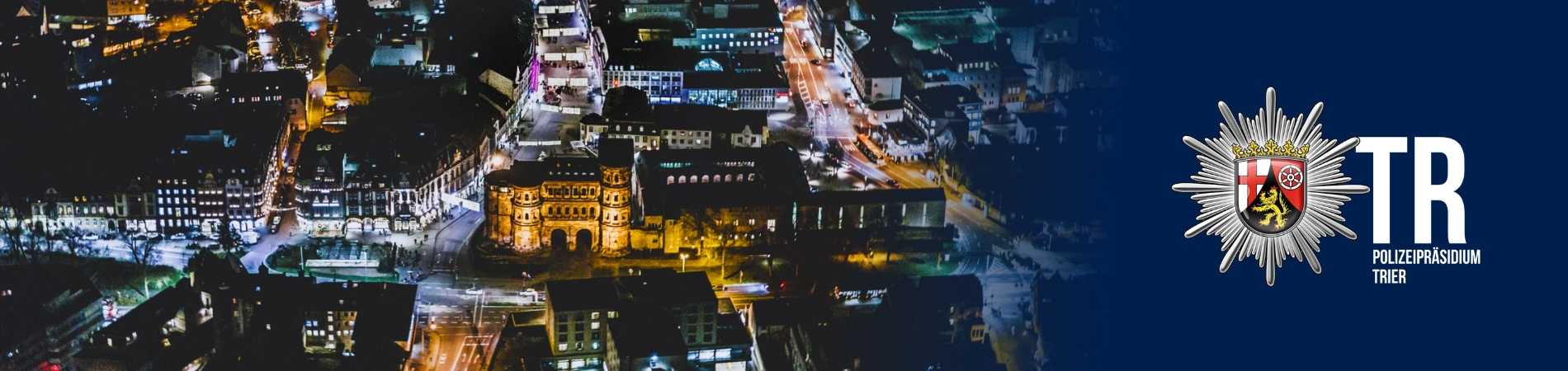 Polizeipräsidium Trier von oben bei Nacht